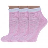 Носки , 3 пары, размер 23-25 (36-39), белый, розовый RuSocks