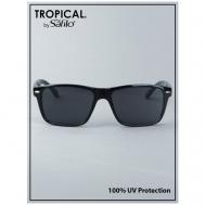 Солнцезащитные очки , прямоугольные, оправа: пластик, с защитой от УФ, для мужчин, черный/черный TROPICAL