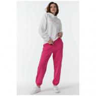 Костюм , худи и брюки, повседневный стиль, свободный силуэт, размер 40, розовый, белый Fly