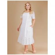 Платье , хлопок, до колена, подкладка, размер 52, белый Fabretti