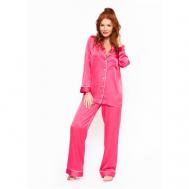 Пижама , брюки, рубашка, длинный рукав, карманы, размер S, розовый NICOLE HOME