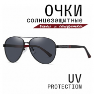 Солнцезащитные очки , авиаторы, оправа: металл, поляризационные, с защитой от УФ, черный MIOFORM