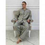 Пижама , рубашка, брюки, карманы, пояс на резинке, размер 48, мультиколор Nuage.moscow
