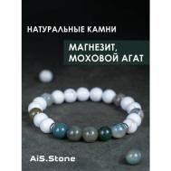 Браслет из натуральных камней: магнезит, моховый Агат /  / 16 AiS.Stone