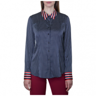 Блуза  , классический стиль, длинный рукав, размер 46, синий Galar