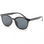 Солнцезащитные очки , круглые, оправа: металл, поляризационные, для женщин, черный/черный Keddo