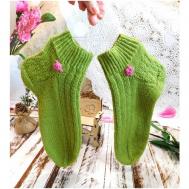 Женские носки , вязаные, размер 37-39(S/M), зеленый Нить Успеха