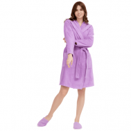 Халат  укороченный, длинный рукав, капюшон, размер 50-52, фиолетовый РОСХАЛАТ