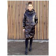 Куртка   зимняя, удлиненная, силуэт прямой, влагоотводящая, водонепроницаемая, стеганая, размер 46-48, черный VO-TARUN
