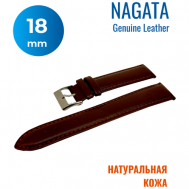 Ремешок , фактура гладкая, матовая, диаметр шпильки 1.5 мм, размер 18мм, коричневый Nagata