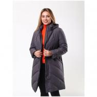 куртка   Todella, демисезон/зима, удлиненная, силуэт трапеция, стеганая, капюшон, карманы, размер 38, серый Maritta