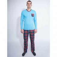Пижама , лонгслив, брюки, карманы, размер 5XL, рост 170-176 см, красный Чебоксарский Трикотаж