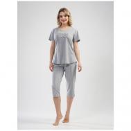 Пижама , короткий рукав, размер 46, серый VIENETTA