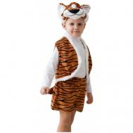 Карнавальный костюм детский "Тигр", праздничный наряд для мальчика (шапка, жилет, шорты с хвостом), 3-5 лет, рост 104-116 см Бока С