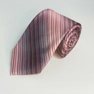 Галстук , натуральный шелк, широкий, в полоску, розовый Stefano Corvali