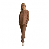 Костюм , толстовка и брюки, повседневный стиль, свободный силуэт, карманы, пояс на резинке, размер 50, коричневый Karim
