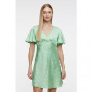 Платье с запахом , атлас, прилегающее, мини, размер S, зеленый BEFREE