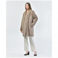 Пальто , норка, силуэт прямой, карманы, размер M, бежевый Symetrie Paris