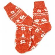 Женские носки  средние, на Новый год, утепленные, размер 37-40, красный, белый Рассказовские носки