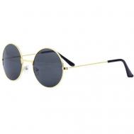 Солнцезащитные очки , круглые, оправа: металл, складные, с защитой от УФ, золотой Медов