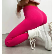 Легинсы  , прилегающий силуэт, спортивный стиль, стрейч, пояс на резинке, трикотажные, без карманов, размер 42, розовый Mark Formelle