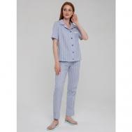 Пижама , брюки, короткий рукав, размер 52, голубой Алтекс