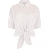 Блуза  , повседневный стиль, полуприлегающий силуэт, укороченный рукав, однотонная, размер XS, белый Guess