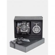 Наручные часы Подарочный набор для мужчин: часы, браслет мужской кожаный, цепочка, черный GRANTC