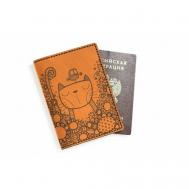Обложка для паспорта , оранжевый, коричневый Coup