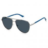 Солнцезащитные очки , прямоугольные, оправа: металл, для мужчин, серый Polaroid