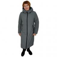 куртка  зимняя, удлиненная, силуэт прямой, ветрозащитная, утепленная, стеганая, размер 48, серый Hannan