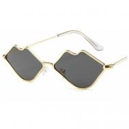 Солнцезащитные очки , узкие, оправа: металл, для женщин, золотой Нет бренда