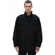 куртка-рубашка  демисезонная, силуэт свободный, подкладка, капюшон, карманы, ветрозащитная, внутренний карман, водонепроницаемая, размер XS, черный Alpha Industries
