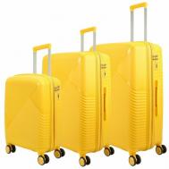 Умный чемодан  Light 2808002, 3 шт., полипропилен, увеличение объема, опорные ножки на боковой стенке, рифленая поверхность, водонепроницаемый, ребра жесткости, 105 л, размер S/M/L, желтый Impreza