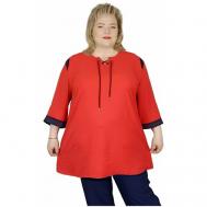 Блуза , повседневный стиль, свободный силуэт, однотонная, размер 60, красный Нет бренда