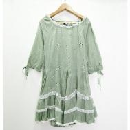 Платье , хлопок, в стиле бохо, свободный силуэт, размер XL, зеленый Peace and love by Calao