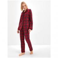 Комплект , брюки, джемпер, рубашка, длинный рукав, карманы, трикотажная, размер 50, красный textile-delux
