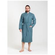 Халат , длинный рукав, карманы, банный халат, размер 50, зеленый Lilians