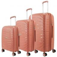 Комплект чемоданов  Meridian, 3 шт., 120 л, размер L, бежевый Impreza
