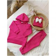 Костюм , худи и брюки, спортивный стиль, оверсайз, утепленный, размер 86-92, фуксия, розовый BabyBoomsiki