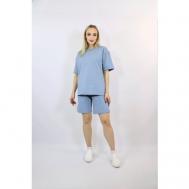 Костюм , футболка и шорты, повседневный стиль, оверсайз, карманы, размер 46, голубой Sofi Sweet
