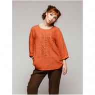 Блуза  , стиль бохо, прямой силуэт, укороченный рукав, манжеты, размер 44-46, оранжевый Kayros