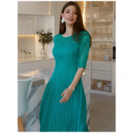 Платье , повседневное, классическое, трапециевидный силуэт, миди, размер 44, зеленый Emansipe