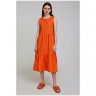 Платье , хлопок, повседневное, прилегающее, миди, размер 42, оранжевый INCITY