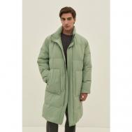Пальто  зимнее, силуэт свободный, капюшон, размер S, зеленый Finn Flare