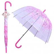 Зонт-трость , полуавтомат, купол 80 см., мультиколор, розовый Мультидом
