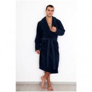 Халат , длинный рукав, карманы, банный халат, размер 60, синий Lika Dress
