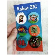 Комплект значков , синий, голубой Robot ZIC