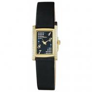 Наручные часы  женские, кварцевые, корпус золото, 585 проба, фианитчерный Platinor