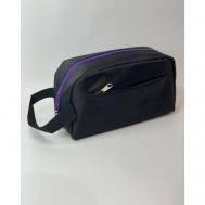 Косметичка  на молнии, 10х13х25 см, черный, фиолетовый Pavo